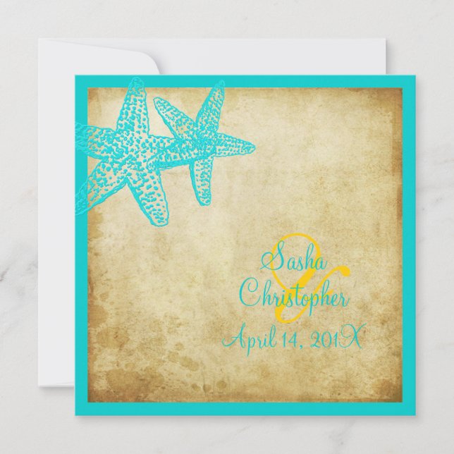 Convites Casamento entre Printage Starfish/Praia (Frente)
