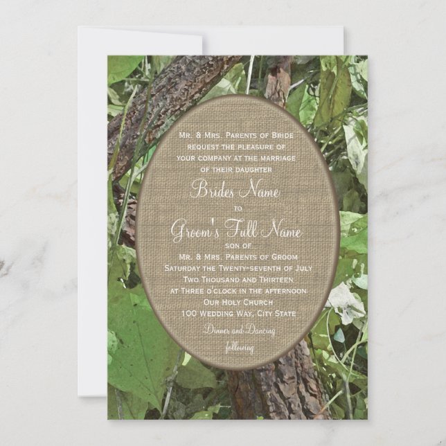 Convites Casamento entre Woodland e Burlap Country (Frente)