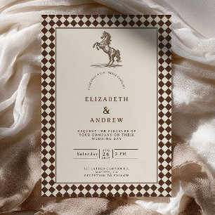 Convites Casamento Equestre Harlequin de Chocolate