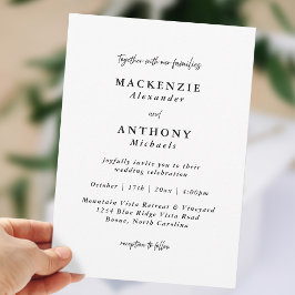 Convites Casamento Escrito à Mão Casual Preto e Branco