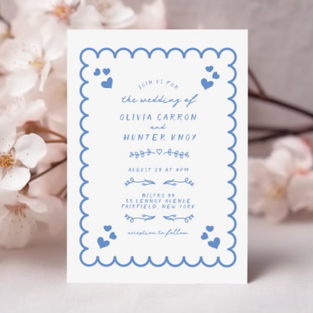 Convites Casamento Escrito De Mão Ilustrada De Onda Funky (Criador carregado)