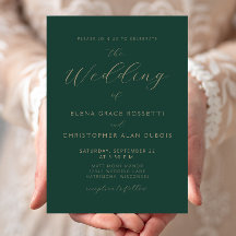 Casamento Escrito em Ouro Moderno Verde Escuro