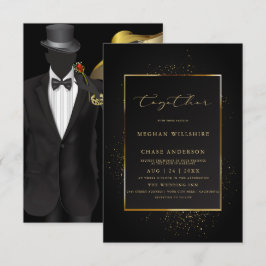 Convites CASAMENTO | Escuro Elegante e brilho Dourado