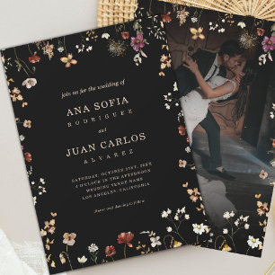 Convites Casamento Escuro Romântico do Jardim de Flor Selva