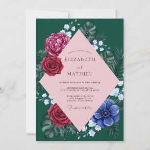 Convites Casamento Esmeralda Magenta Tropical Eucalipto