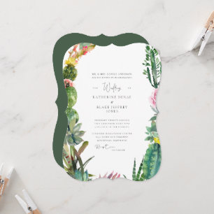 Convites Casamento Esmeralda Verde Cacto Tropical