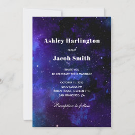 Convites Casamento espacial. Estrelas noturnas. Galáxia mar