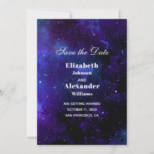 Convites Casamento espacial, salve a data. Estrelas noturna