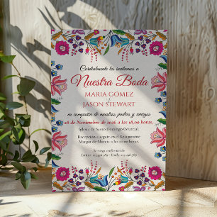 Convites Casamento Espanhol Botânico Floral Colorido Modern