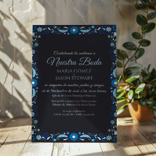 Convites Casamento Espanhol Clássico Elegante com Floral Az