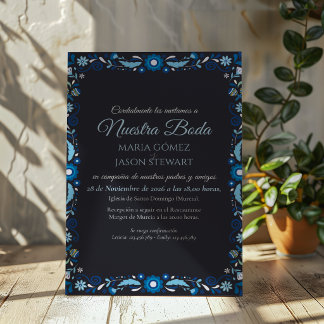 Convites Casamento Espanhol Clássico Elegante com Floral Az