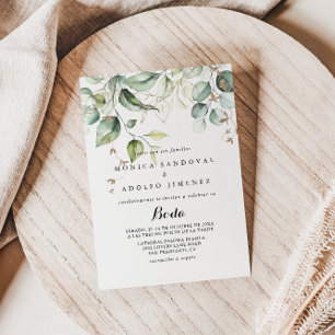 Convites Casamento Espanhol com Caligrafia Elegante Dourada