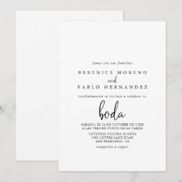 Convites Casamento Espanhol com Script Elegante De Caligraf