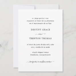 Convites Casamento Espanhol com Script Elegante Simples