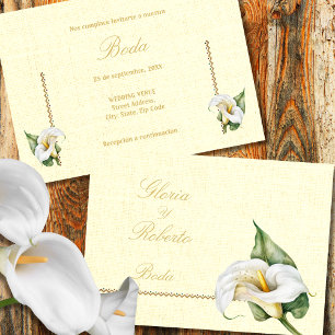 Convites Casamento Espanhol, Cores Românticas Cala Lily Mex