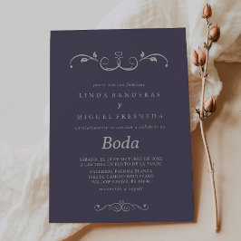 Convites Casamento Espanhol da Boda, Cinza Roxa