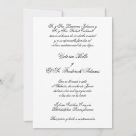 Convites Casamento Espanhol de Caligrafia Formal Elegante