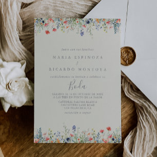 Convites Casamento Espanhol de Flor Selvagem Radiante Multi