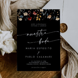 Convites Casamento Espanhol de Flor Silvestre Multicolorido