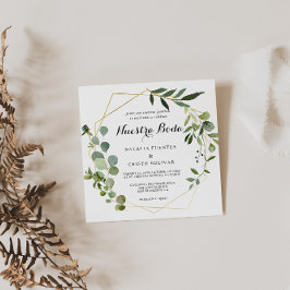 Convites Casamento Espanhol de Folhas Verdes Tropicais