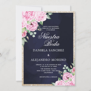 Convites Casamento Espanhol de Nuestra Floral Rosa Nuestra 