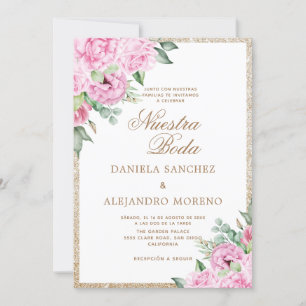 Convites Casamento Espanhol de Nuestra Floral Rosa Nuestra