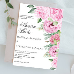Convites Casamento Espanhol de Nuestra Floral Rosa Nuestra 