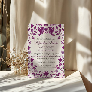 Convites Casamento Espanhol Estético Romântico Floral Roxo