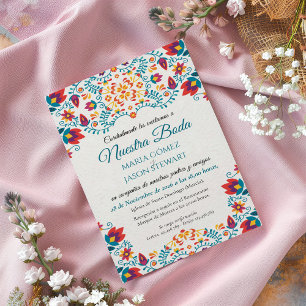 Convites Casamento Espanhol Floral Botânico Colorido Fiesta