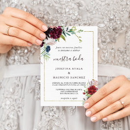 Convites Casamento Espanhol Floral de Blush do Marinho Burg