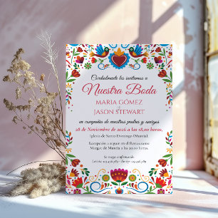 Convites Casamento Espanhol Floral Otomi Colorido Fiesta