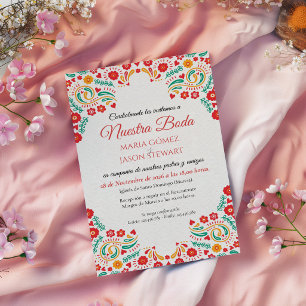 Convites Casamento Espanhol Floral Romântico Botânico Color