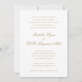 Convites Casamento Espanhol Formal Dourado Tradicional