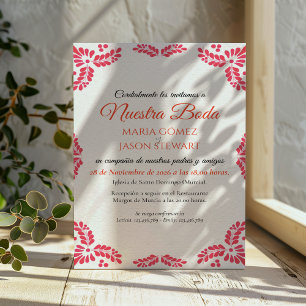 Convites Casamento Espanhol Minimalista Floral Laranja Tala