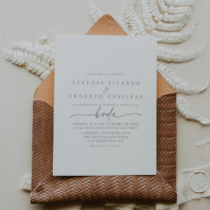 Convites Casamento Espanhol Minimalista Simples Cinza Atenu