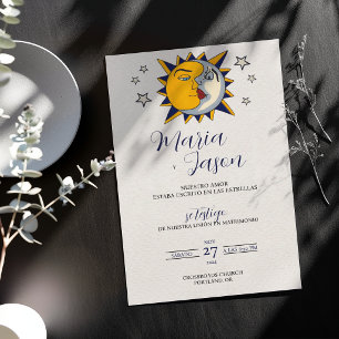 Convites Casamento Espanhol Místico Celestial Sol Lua Estre