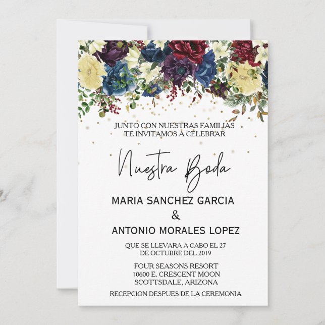Convites Casamento Espanhol Natal Inverno Nossa Boda   (Frente)