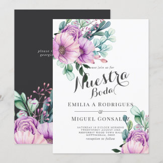 Convites Casamento Espanhol Rustic Purple Bloom Nuestra Bod
