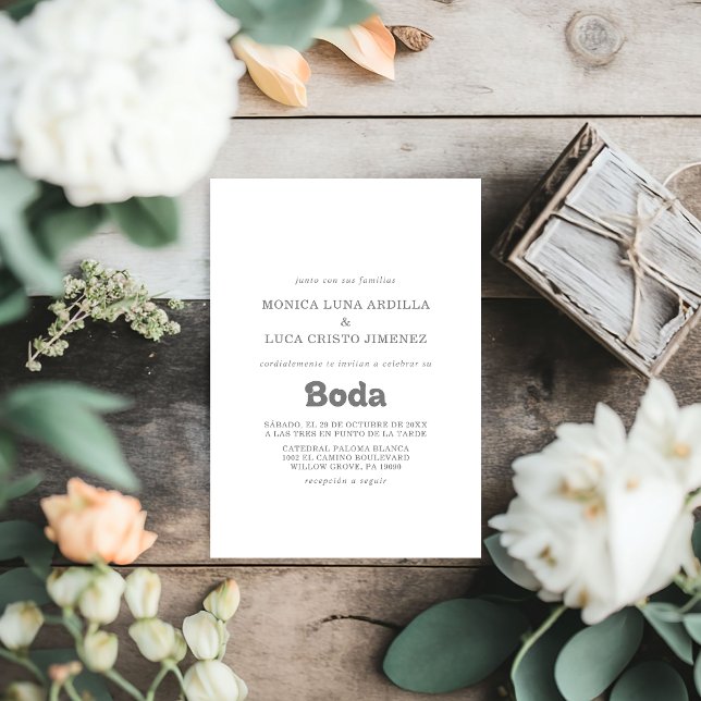 Convites Casamento Espanhol Simples Formal Boda (Criador carregado)