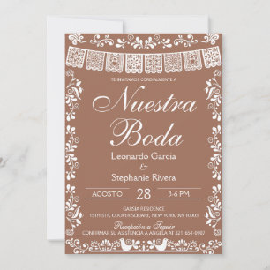 Convites Casamento Espanhol Terracota Papel Picado