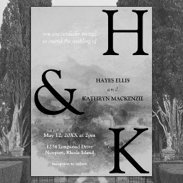 Convites Casamento estético clássico romântico do velho din