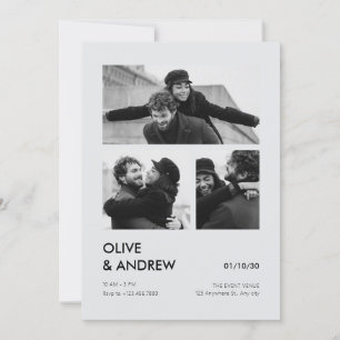Convites Casamento estético de colagem de fotos modernas