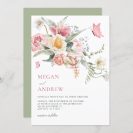 Convites Casamento estético de cor d'água pastel floral