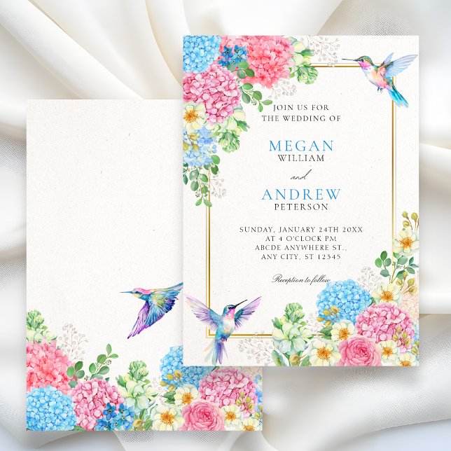 Convites Casamento estético de pássaros florais (Criador carregado)