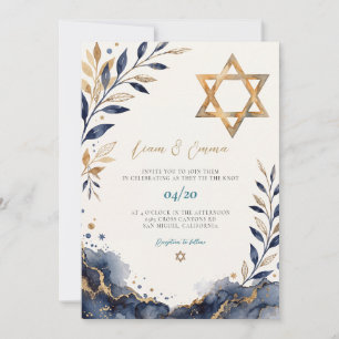 Convites Casamento Estrela de Davi Judaica Israelita Azul