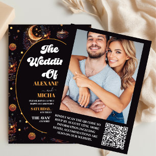 Convites Casamento Estrelas Celestiais Preto Místico Dourad