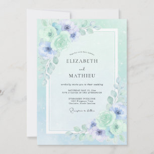 Convites Casamento Etéreo de Anêmona Verde Menta