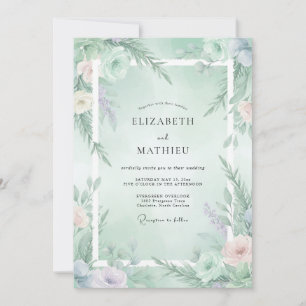 Convites Casamento Etéreo de Inverno em Verde Limão