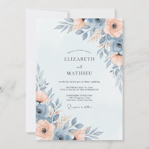 Convites Casamento Etéreo de Primavera Azul Ardósia