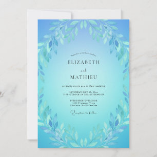 Convites Casamento Etéreo de Primavera Azul Azure